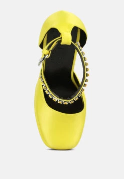 MARTINI Yellow Sky High Platform Sandals -Velvettes Shoes Shop RCSH3150YellowSatin 2