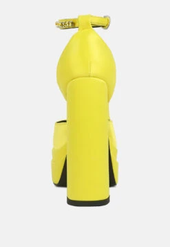 MARTINI Yellow Sky High Platform Sandals -Velvettes Shoes Shop RCSH3150YellowSatin 4