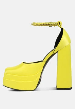 MARTINI Yellow Sky High Platform Sandals -Velvettes Shoes Shop RCSH3150YellowSatin 6