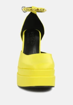 MARTINI Yellow Sky High Platform Sandals -Velvettes Shoes Shop RCSH3150YellowSatin 7