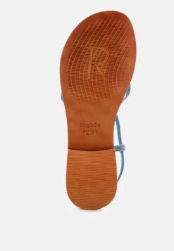 RITA Blue Strappy Flat Leather Sandals -Velvettes Shoes Shop RITABlueStrappyFlatLeatherSandals RCSH1852 Blue 14