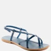 RITA Blue Strappy Flat Leather Sandals