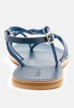 RITA Blue Strappy Flat Leather Sandals -Velvettes Shoes Shop RITABlueStrappyFlatLeatherSandals RCSH1852 Blue 7