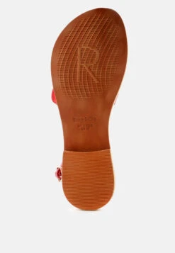 RITA Red Strappy Flat Leather Sandals -Velvettes Shoes Shop RITARedStrappyFlatLeatherSandals RCSH1852 Red 14