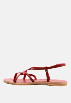 RITA Red Strappy Flat Leather Sandals -Velvettes Shoes Shop RITARedStrappyFlatLeatherSandals RCSH1852 Red 5