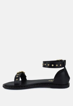 ROSEMARY Buckle Straps Black Flat Sandals -Velvettes Shoes Shop ROSEMARYBuckleStrapsBlackFlatSandals RCSH4094 BLACK 3
