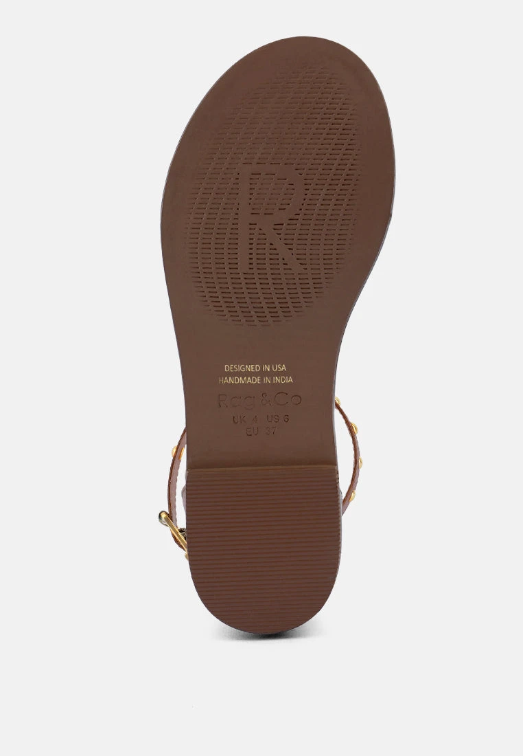 ROSEMARY Buckle Straps Tan Flat Sandals 9 ROSEMARY Buckle Straps Tan Flat Sandals - Image 7