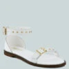 ROSEMARY Buckle Straps White Flat Sandals