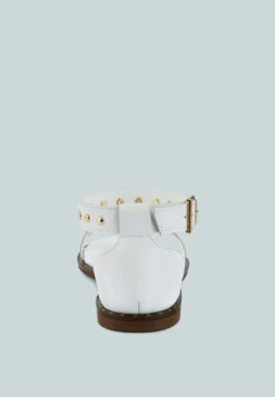 ROSEMARY Buckle Straps White Flat Sandals -Velvettes Shoes Shop ROSEMARYBuckleStrapsWhiteFlatSandals RCSH4094 White 3