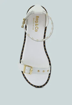 ROSEMARY Buckle Straps White Flat Sandals -Velvettes Shoes Shop ROSEMARYBuckleStrapsWhiteFlatSandals RCSH4094 White 7