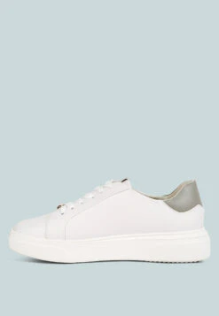 SCHICK Lace Up Leather Sneakers In Grey -Velvettes Shoes Shop SCHICKLaceUpLeatherSneakersinWhiteGreyRCSH4203White Grey 5
