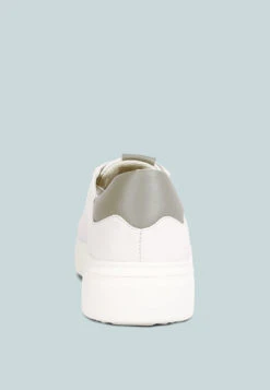 SCHICK Lace Up Leather Sneakers In Grey -Velvettes Shoes Shop SCHICKLaceUpLeatherSneakersinWhiteGreyRCSH4203White Grey 7