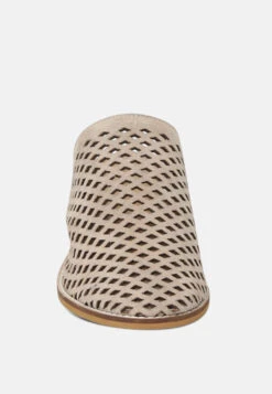 SIA Stacked Heel Laser-Cut Mules In Nude -Velvettes Shoes Shop SIAStackedHeelLaser CutMulesinNude RCSH1873 Nude 7