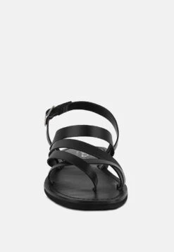 SLOANA Black Strappy Flat Sandals -Velvettes Shoes Shop SLOANABlackStrappyFlatSandals RCSH4075 BLACK 4