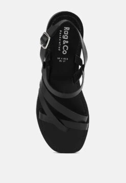 SLOANA Black Strappy Flat Sandals -Velvettes Shoes Shop SLOANABlackStrappyFlatSandals RCSH4075 BLACK 7