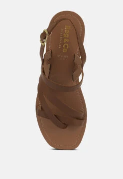 SLOANA Tan Strappy Flat Sandals -Velvettes Shoes Shop SLOANATanStrappyFlatSandals RCSH4075 TAN 8