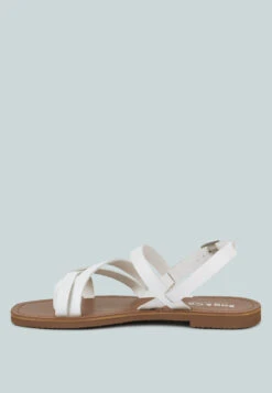 SLOANA White Strappy Flat Sandals -Velvettes Shoes Shop SLOANAWhiteStrappyFlatSandals RCSH4075 WHITE 3