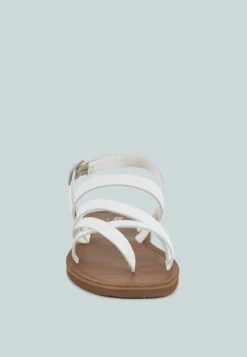 SLOANA White Strappy Flat Sandals -Velvettes Shoes Shop SLOANAWhiteStrappyFlatSandals RCSH4075 WHITE 5