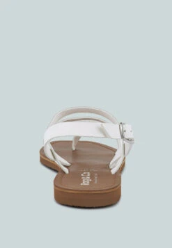 SLOANA White Strappy Flat Sandals -Velvettes Shoes Shop SLOANAWhiteStrappyFlatSandals RCSH4075 WHITE 6