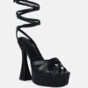SPLITSOUL Black Lace Up High Platform Sandal -Velvettes Shoes Shop SPLITSOULBlackLaceUpHighBlockSandal RCSH3035 Black 2