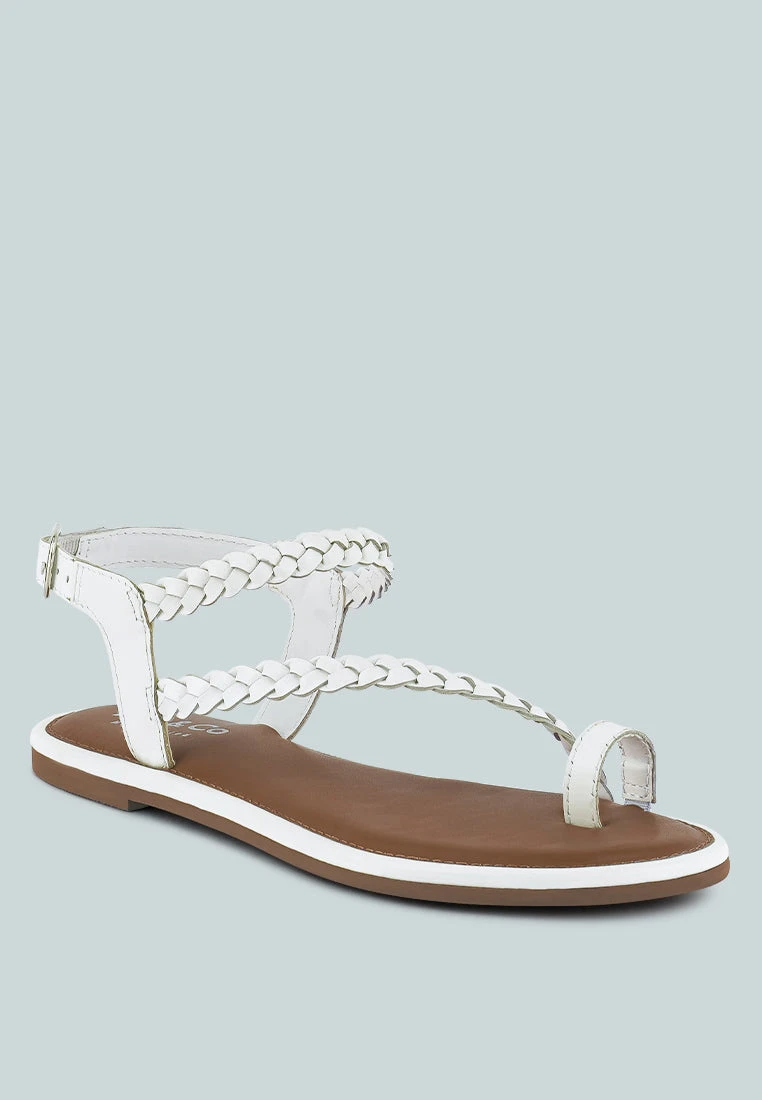 STALLONE White Braided Flat Sandals 3 STALLONE White Braided Flat Sandals