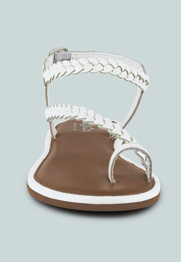 STALLONE White Braided Flat Sandals 5 STALLONE White Braided Flat Sandals - Image 3