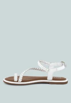 STALLONE White Braided Flat Sandals 12 STALLONE White Braided Flat Sandals -Velvettes Shoes Shop STALLONEWhiteBraidedFlatSandals RCSH4096 TAN 3