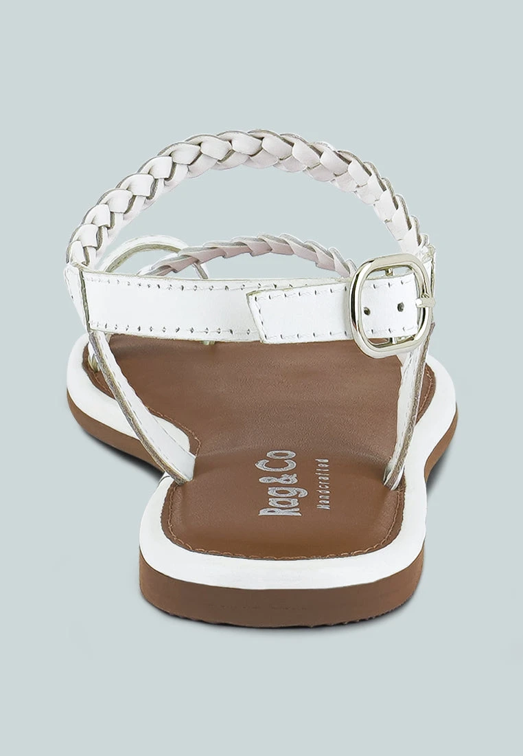 STALLONE White Braided Flat Sandals 7 STALLONE White Braided Flat Sandals - Image 5