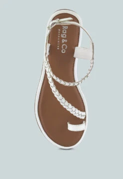 STALLONE White Braided Flat Sandals 14 STALLONE White Braided Flat Sandals -Velvettes Shoes Shop STALLONEWhiteBraidedFlatSandals RCSH4096 TAN 6