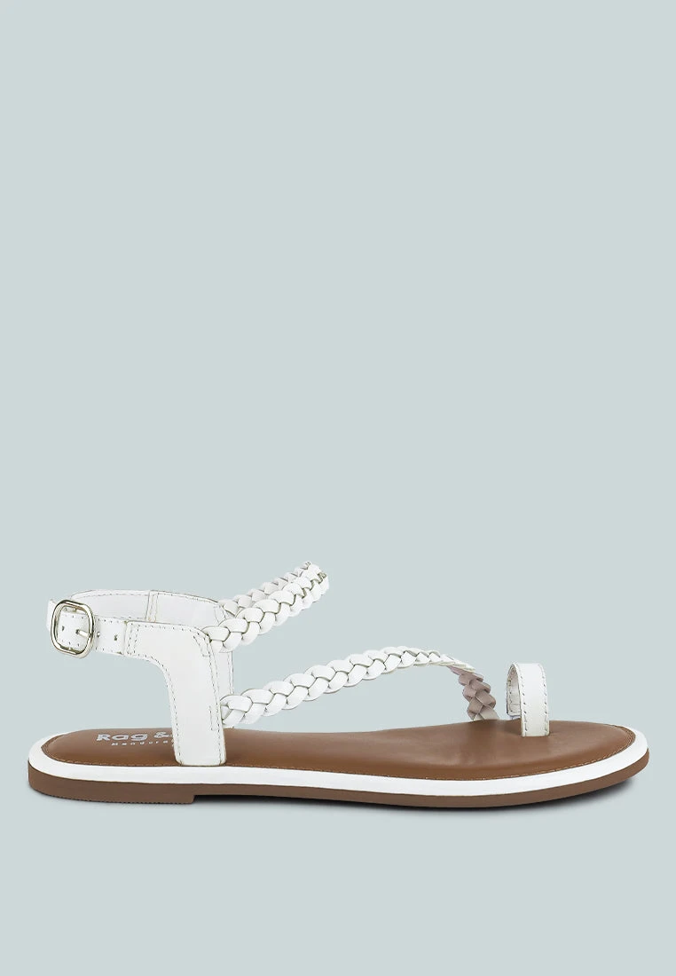 STALLONE White Braided Flat Sandals 4 STALLONE White Braided Flat Sandals - Image 2