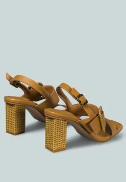 SWIFT Big Buckle Leather Slingback Sandal In Tan -Velvettes Shoes Shop SWIFTBigBuckleLeatherSlingbackSandalinTan RCSH2388 Tan 4