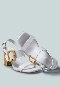 SWIFT Big Buckle Leather Slingback Sandal In White -Velvettes Shoes Shop SWIFTBigBuckleLeatherSlingbackSandalinWhite Rcsh2388 White 2