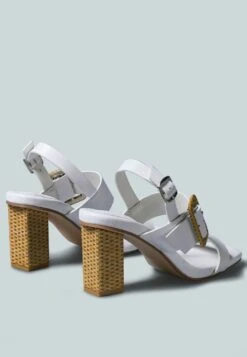 SWIFT Big Buckle Leather Slingback Sandal In White -Velvettes Shoes Shop SWIFTBigBuckleLeatherSlingbackSandalinWhite Rcsh2388 White 3
