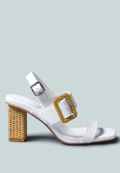 SWIFT Big Buckle Leather Slingback Sandal In White -Velvettes Shoes Shop SWIFTBigBuckleLeatherSlingbackSandalinWhite Rcsh2388 White 6
