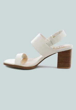GERTUDE Slingback Block Heel Leather Sandal In White -Velvettes Shoes Shop SlingbackBlockHeelLeatherSandalinWhite RCSH2477 White 1