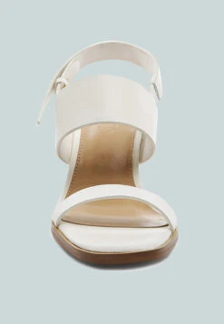GERTUDE Slingback Block Heel Leather Sandal In White -Velvettes Shoes Shop SlingbackBlockHeelLeatherSandalinWhite RCSH2477 White 3