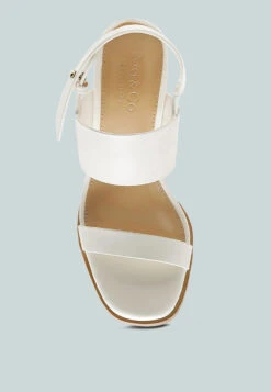 GERTUDE Slingback Block Heel Leather Sandal In White -Velvettes Shoes Shop SlingbackBlockHeelLeatherSandalinWhite RCSH2477 White 9