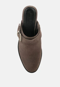 TARRAH Grey Stacked Heel Mules With Adjustable Buckle -Velvettes Shoes Shop TARRAHGreyStackedHeelMuleswithAdjustableBuckle RCSH1863 Grey 5 78318ed4 90bb 46f9 b2e1 da2822920bb5