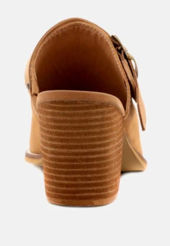 TARRAH Tan Stacked Heel Mules With Adjustable Buckle -Velvettes Shoes Shop TARRAHTanStackedHeelMuleswithAdjustableBuckle RCSH1863 Tan 4 94b54516 cacc 4eb8 9c38 037ba4b8e580