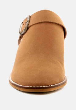 TARRAH Tan Stacked Heel Mules With Adjustable Buckle -Velvettes Shoes Shop TARRAHTanStackedHeelMuleswithAdjustableBuckle RCSH1863 Tan 5 0548bc16 e21c 4099 82f2 d5c6a83c5d70