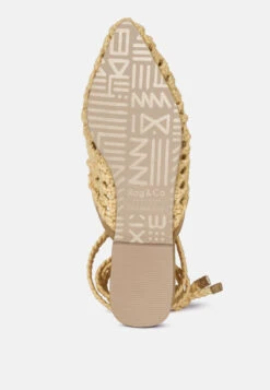 TUTSI Nude Handwoven Honeycomb Tie Up Flat Mules 13 TUTSI Nude Handwoven Honeycomb Tie Up Flat Mules -Velvettes Shoes Shop TUTSINudeHandwovenHoneycombCottonTieUpMuleFlats RCSH2867 Nude 7