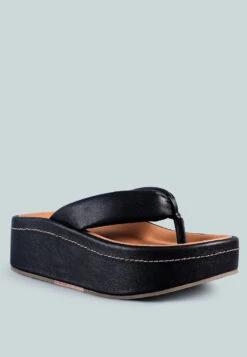WELCH Black Thong Platform Sandals -Velvettes Shoes Shop WELCHBlackThongPlatformSandals RCSH2395 Black 5