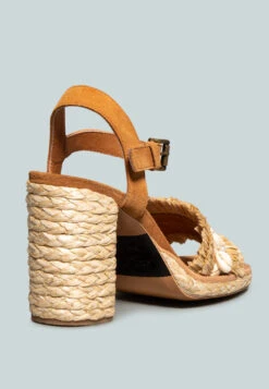 WILLIS Tan Cowrie Raffia Handmade Block Sandal -Velvettes Shoes Shop WILLISTanCowrieRaffiaHandmadeBlockSandal RCSH2397 NaturalTan 2