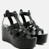 WINDRUSH Cage Wedge Leather Sandal In Black -Velvettes Shoes Shop WINDRUSHCageWedgeLeatherSandalinBlack RCSH2479 Black 2