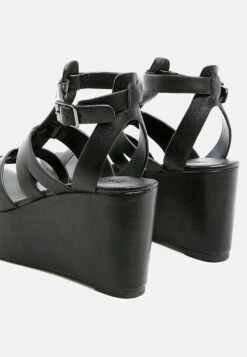 WINDRUSH Cage Wedge Leather Sandal In Black -Velvettes Shoes Shop WINDRUSHCageWedgeLeatherSandalinBlack RCSH2479 Black 3