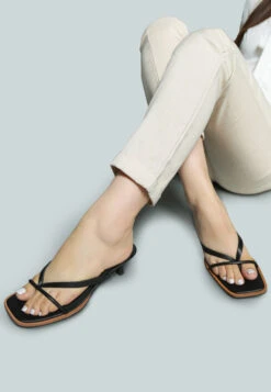 WINSLET Heeled Thong Sandal In Black -Velvettes Shoes Shop WINSLETHeeledThongSandalinBlack RCSH2380Black 6