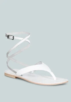 New Arrival 15 WRAP-UP Tie Around White Flat Sandals