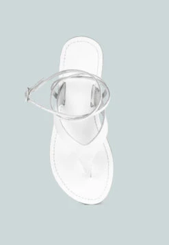 WRAP-UP Tie Around White Flat Sandals -Velvettes Shoes Shop WRAPUPTieUpThongLeatherFlatsinWhite RCSH2861 8