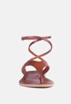 WRAP-UP Tie Around Tan Flat Sandals -Velvettes Shoes Shop WRAPUPTiearoundTanFlatSandals RCSH2861 Tan 5