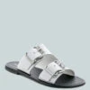 KELLY White Flat Sandal With Buckle Straps